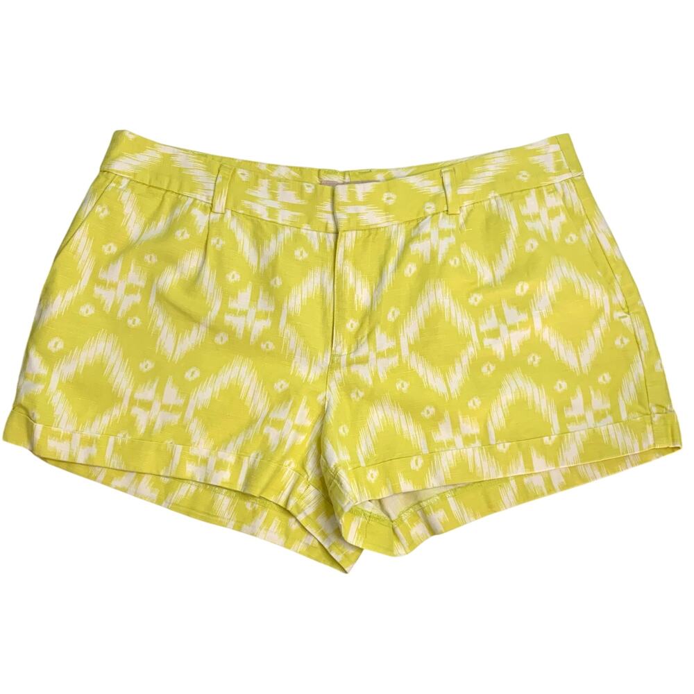 Banana Republic Factory Yellow Ikat Print Ryan Fit Shorts Size 12